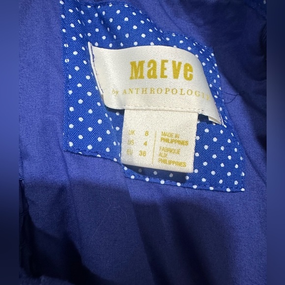 Maeve Blue Rosemary Midi Button Front Dress Sz 4 Pockets - Picture 5 of 8